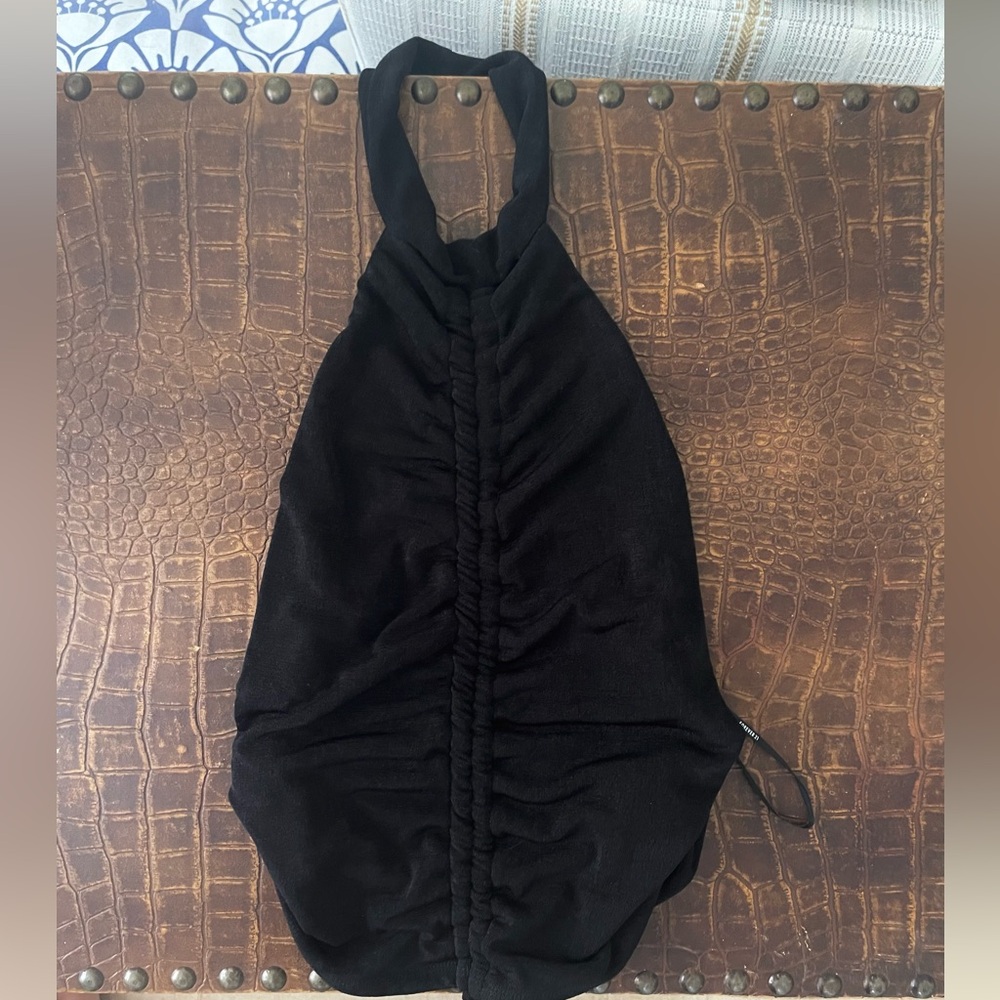 High Neck Low Back Slim Fit Black Halter Top NEW WITH TAGS